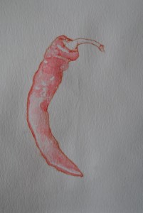 C Red Chili Pepper Watercolor